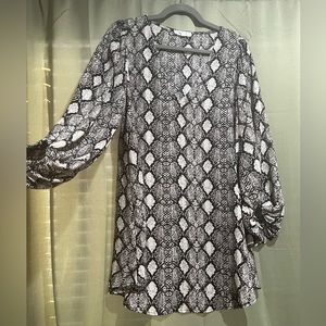Snakeskin dress with bubble cinched sleeves